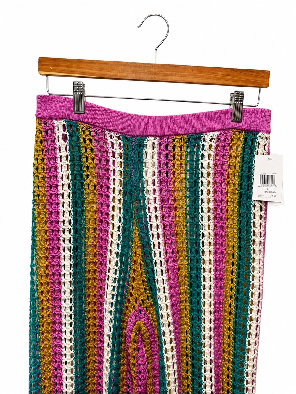 NWT Hurley Stripe Crochet Swim Cover-Up Pants in Pink Multi Color, Size Large - Picture 3 of 11